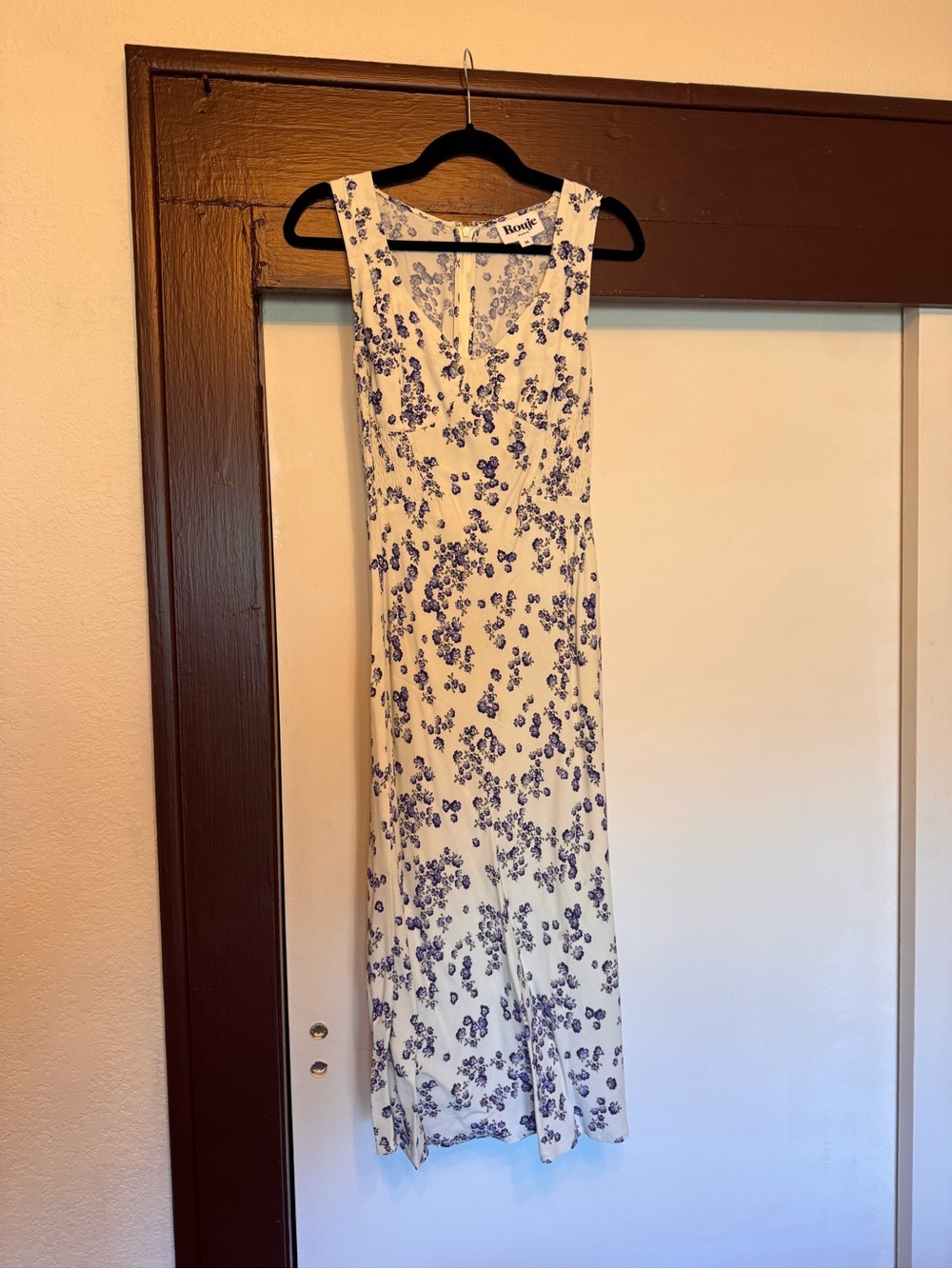 Rouje Paolina White & Blue Floral Midi Dress - Picture 2 of 8